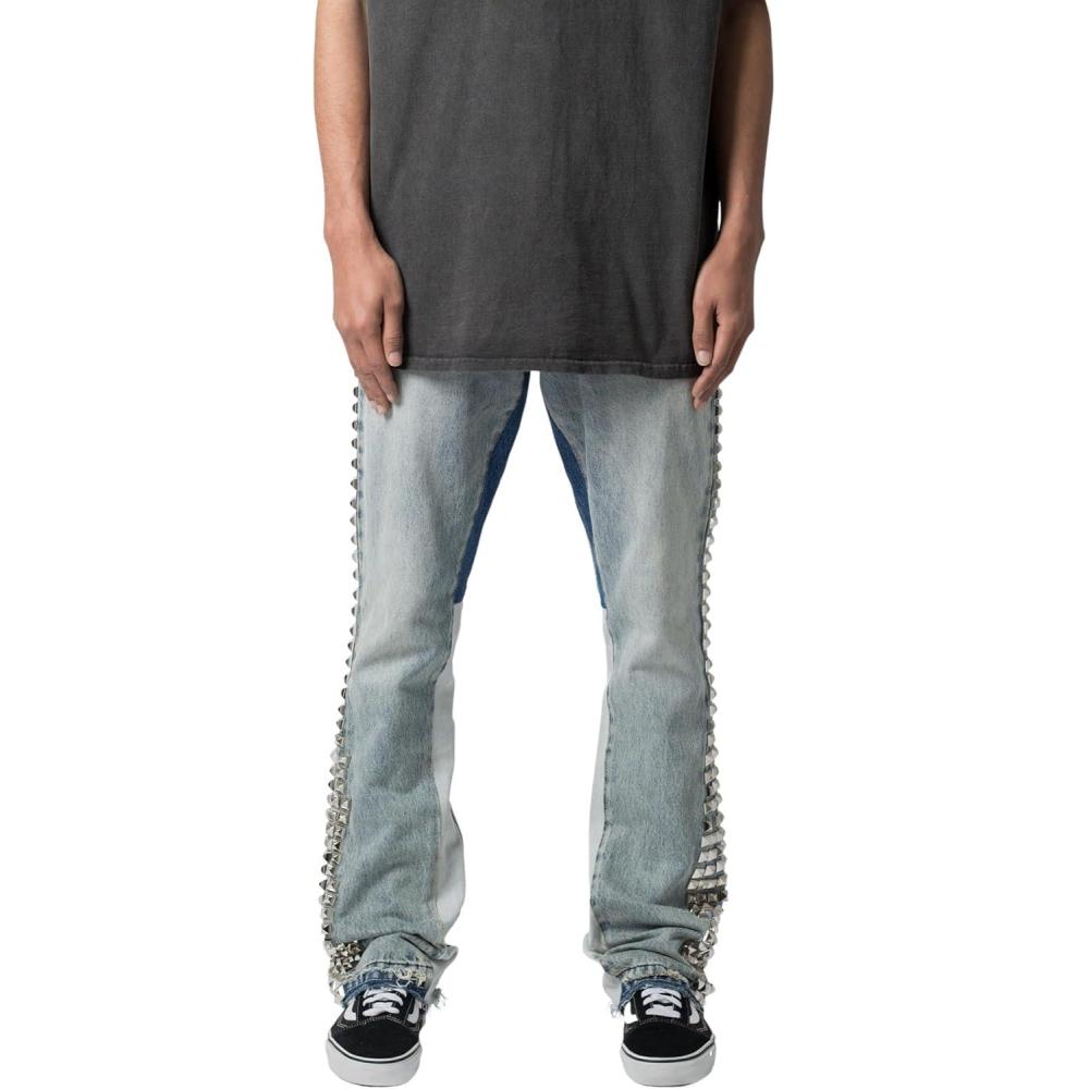 imagemnml Mens B572 Studded Flare DenimBlue