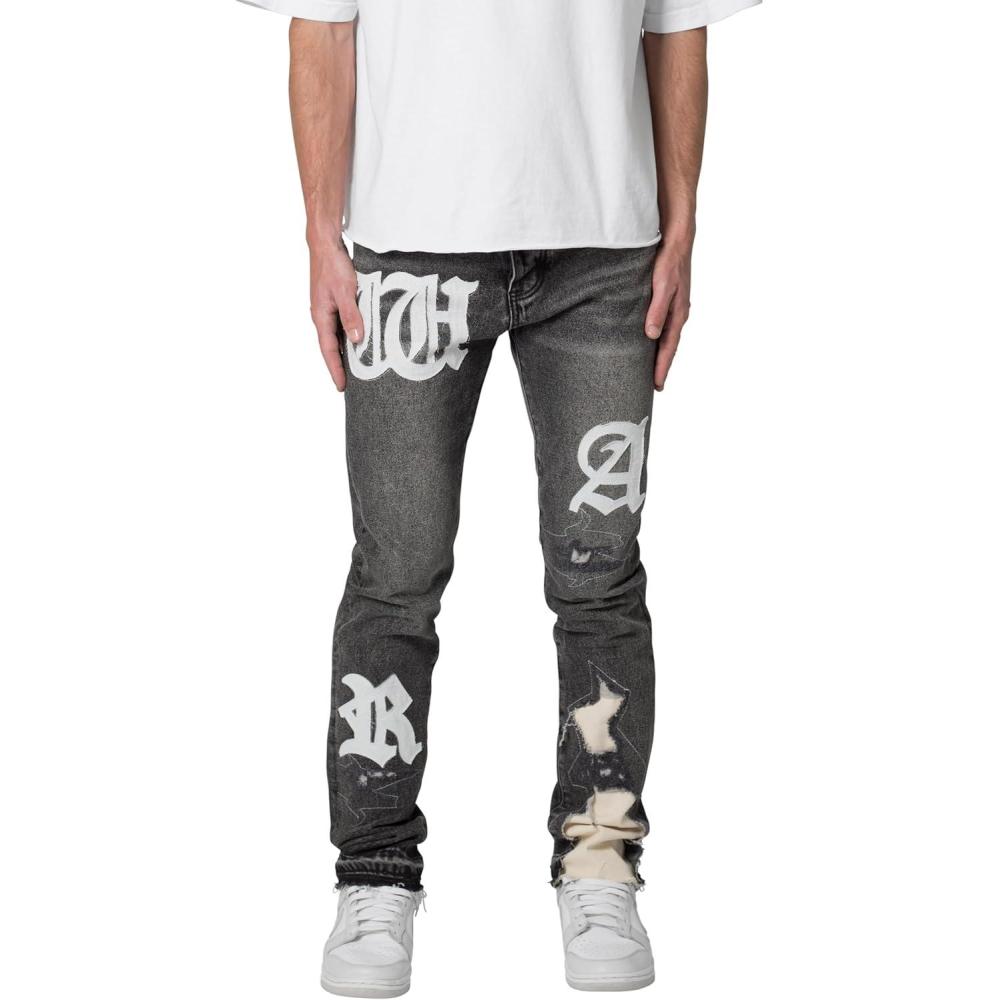 imagemnml Mens D198 War Straight DenimBlackWhite