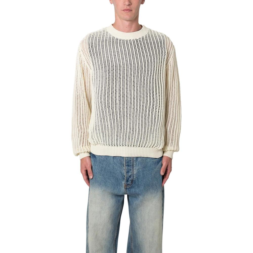 imagemnml Mens Mesh Knit SweaterIvory