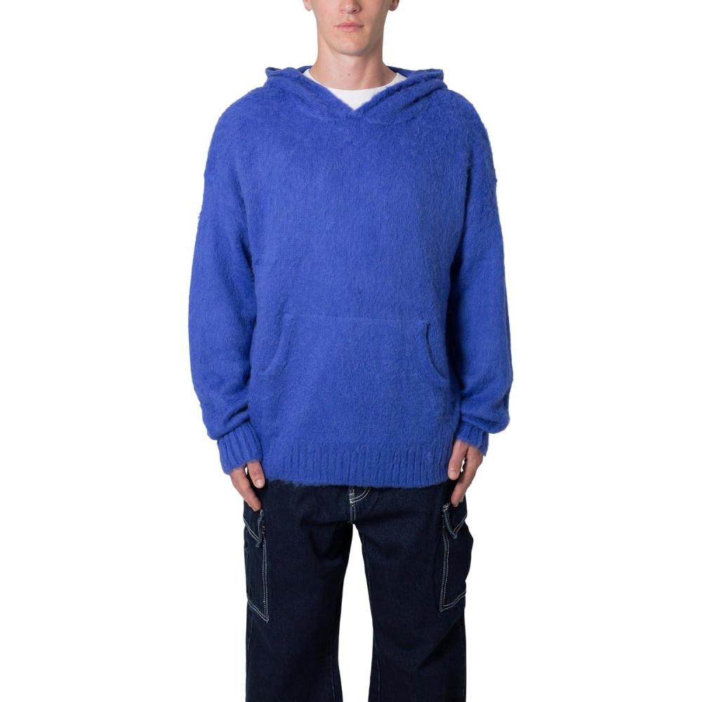 imagemnml Mens Mohair HoodieBlue