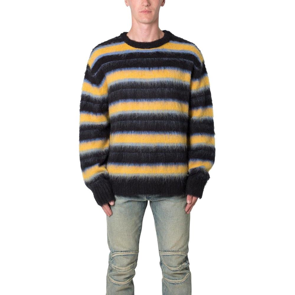 imagemnml Mens Striped Mohair SweaterBlack