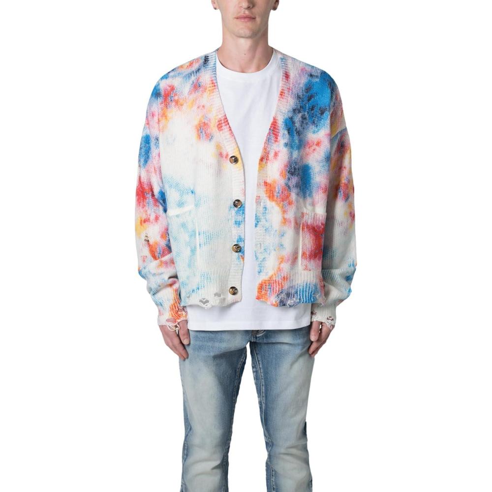 imagemnml Mens Tie Dye Cardigan SweaterMulti