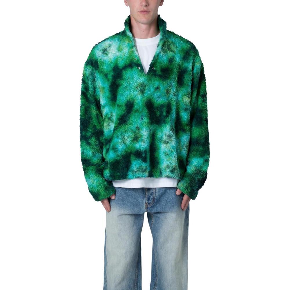 imagemnml Mens Tie Dye Sherpa PulloverGreen