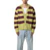 mnml Mens Men’s Striped Mohair Cardigan Sweater(Brown)