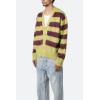 mnml Mens Men’s Striped Mohair Cardigan Sweater(Brown)