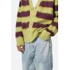mnml Mens Men’s Striped Mohair Cardigan Sweater(Brown)