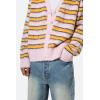 mnml Mens Men’s Striped Mohair Cardigan Sweater(Pink)