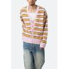 mnml Mens Men’s Striped Mohair Cardigan Sweater(Pink)