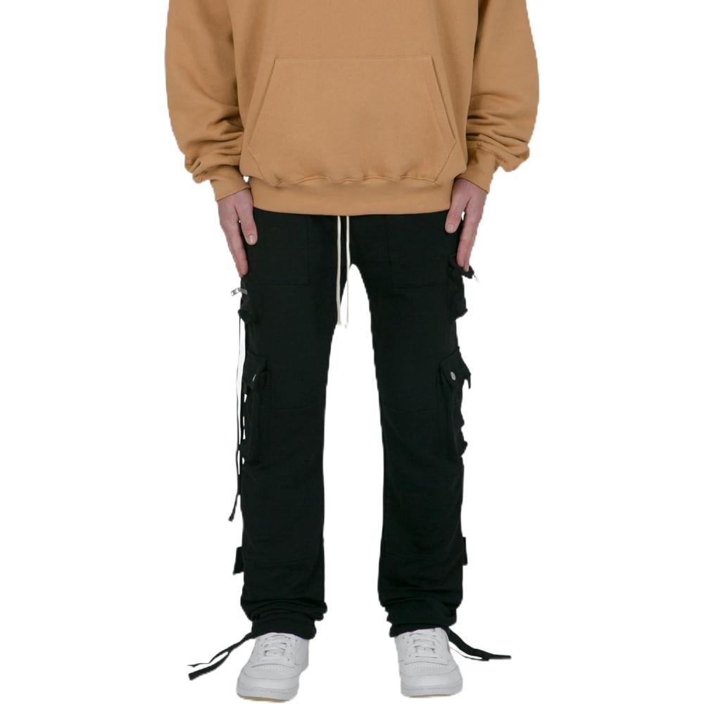 imagemnml Mens Multi Pocket Cargo SweatpantsBlack