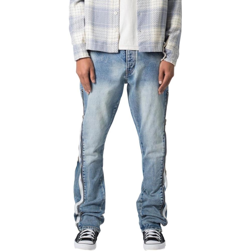 imagemnml Mens Mens B574 Zipper Flare DenimBlue