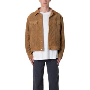 mnml mens Mnml Men’s Suede Trucker Jacket(Brown)