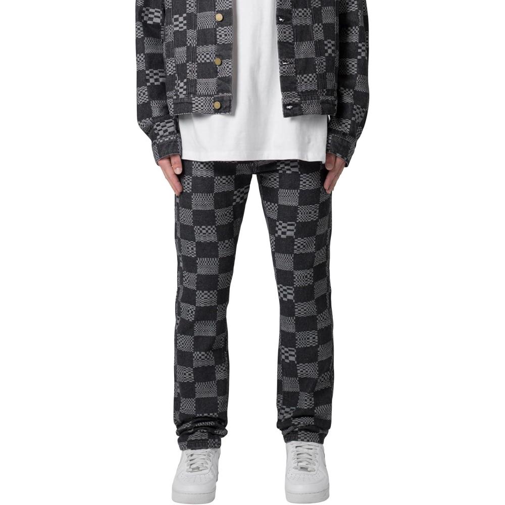 image:imagemnml Mens Mnml D528 Checkered DenimBlack