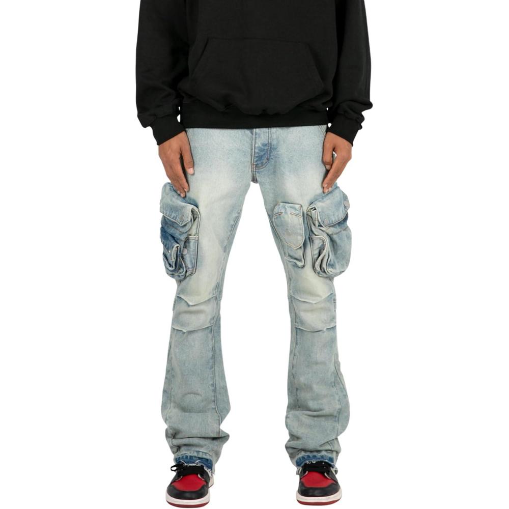 image:imagemnml Mens Mnml Mens B480 Cargo Flare DenimVintage Blue