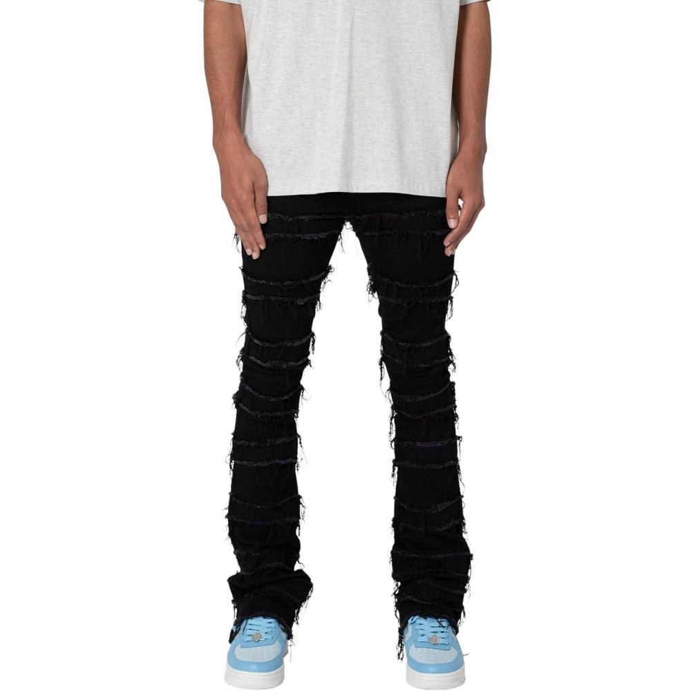 image:imagemnml Mens Mnml Mens X597 Paneled Skinny Stacked DenimBlack