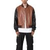 mnml mens Mnml Pu Varsity Jacket(Black/Brown)