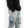 mnml Mens Mnml Men’s B480 Cargo Flare Denim(Vintage Blue)