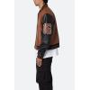 mnml mens Mnml Pu Varsity Jacket(Black/Brown)