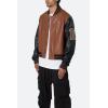 mnml mens Mnml Pu Varsity Jacket(Black/Brown)