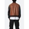 mnml mens Mnml Pu Varsity Jacket(Black/Brown)