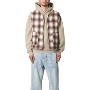 mnml Men’s Brushed Plaid Vest(White)