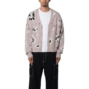 mnml Mens Men’s Paisley Cardigan Sweater(Taupe)