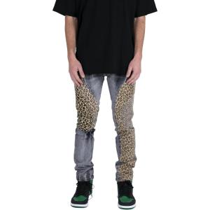 mnml Mens Mnml D422 Leopard Straight Denim(Black/Brown)