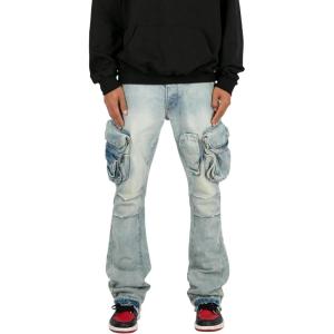 mnml Mens Mnml Men’s B480 Cargo Flare Denim(Vintage Blue)
