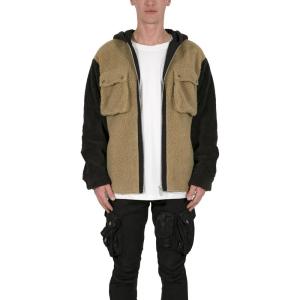 mnml Men’s Two Tone Sherpa Zip Up Hoodie(Brown)